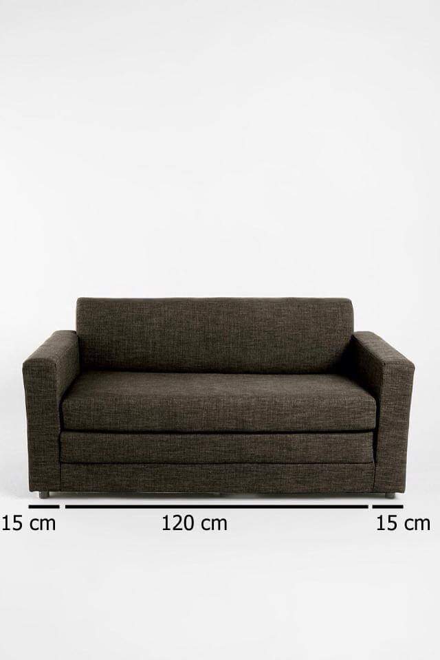 Sofa Bed Minimalis Hitam Kombinasi tampak Depan