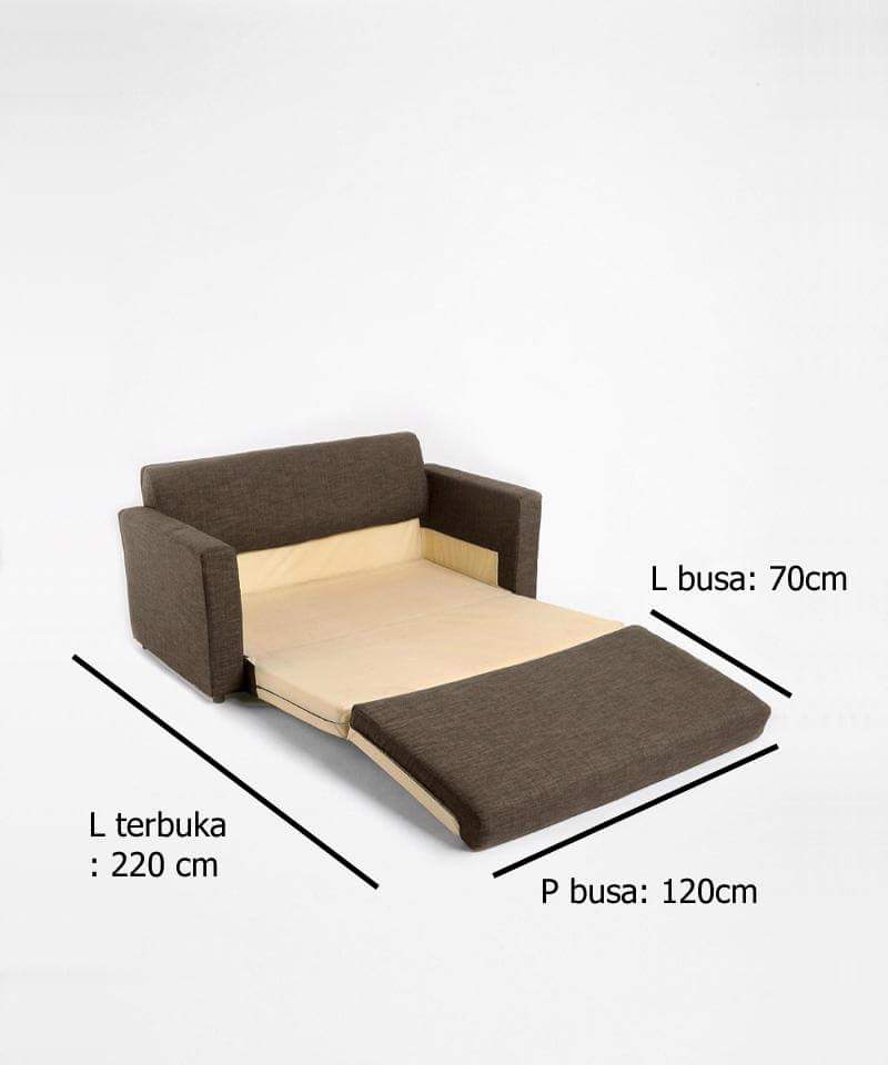 Sofa Bed Minimalis Hitam Kombinasi detail terbuka
